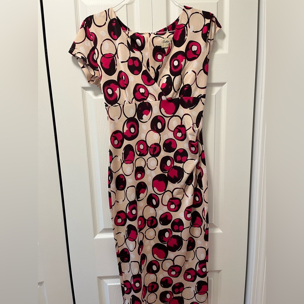 Bettie Page by Tatyana Polka Dot Pin Up Fitted Pencil Dress Retro Extra Large XL